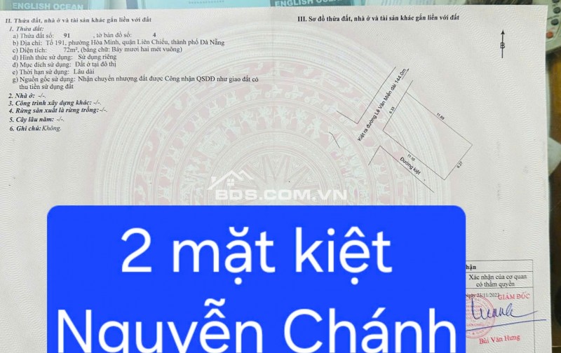 Bán đất Góc 2MK Ô TÔ K164 Nguyễn Chánh